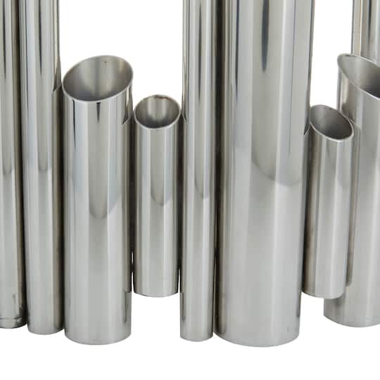 CosmoLiving by Cosmopolitan Silver Stainless Steel Contemporary Vase, 12" x 14" x 4"